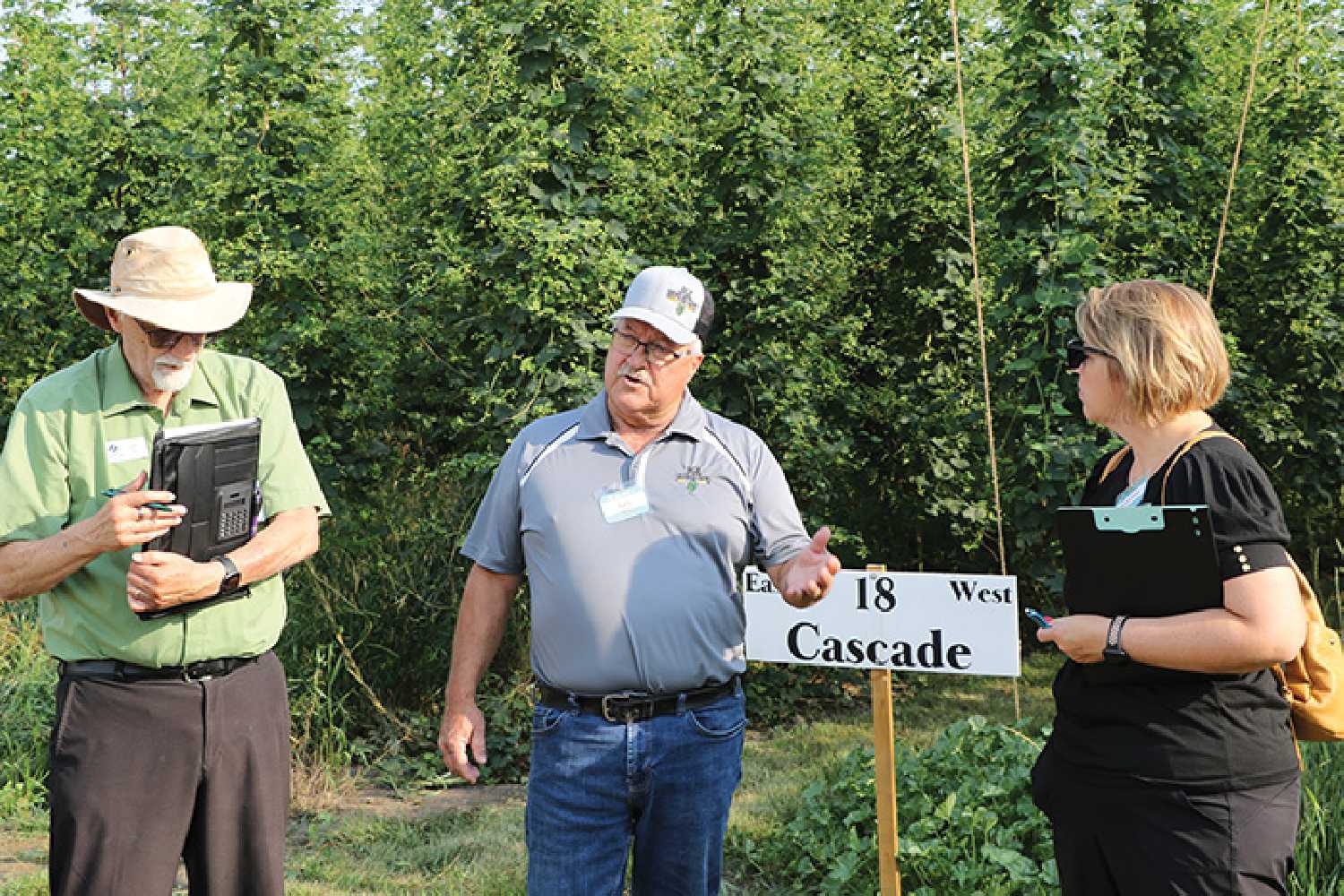 Guy Shepherd during a tour of the hop farm last week.